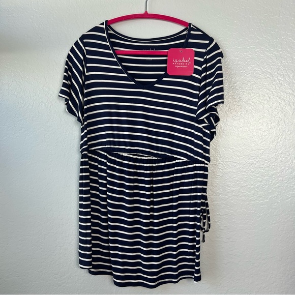 NWT Flutter Short Sleeve Tie-Waist Maternity Top -by Ingrid & Isabel Small - Picture 3 of 16